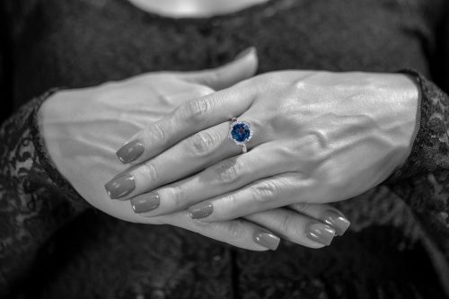 Inel de aur alb cu diamante şi london blue topaz BB.573074