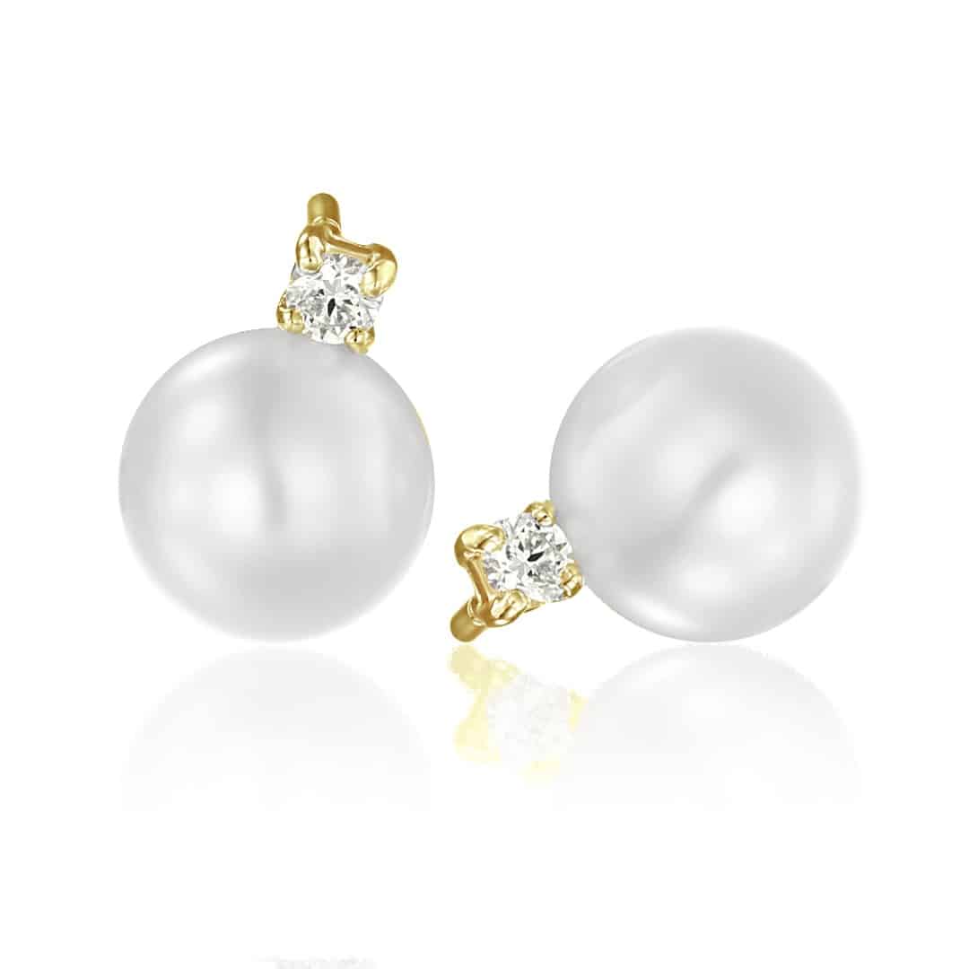 Mediate Charming applause Cercei cu perle și diamante, aur galben 18 kt, C S028L @Sabion