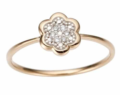 Inel în formă florală din aur rose 14 kt cu diamante BB.630537